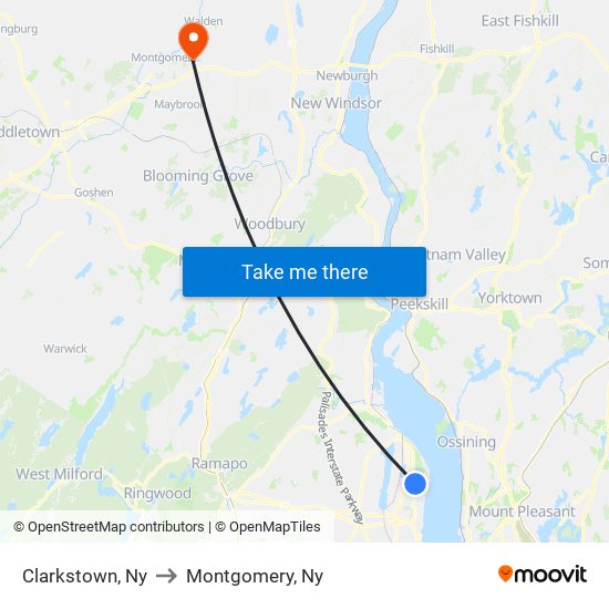 Clarkstown, Ny to Montgomery, Ny map