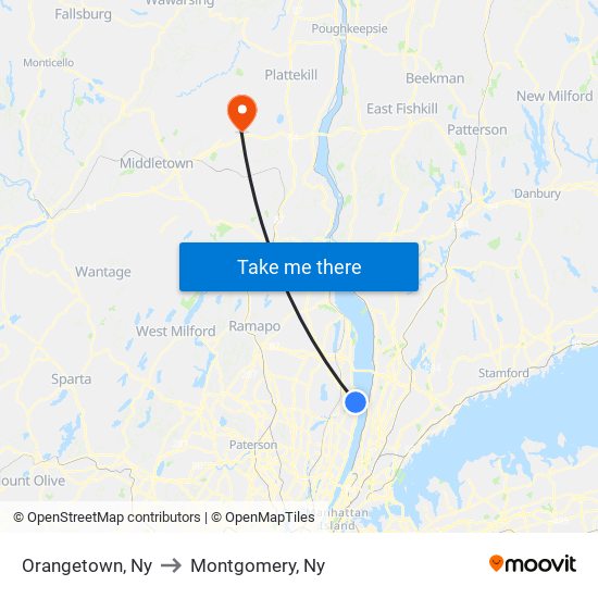 Orangetown, Ny to Montgomery, Ny map