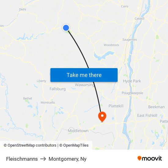 Fleischmanns to Montgomery, Ny map