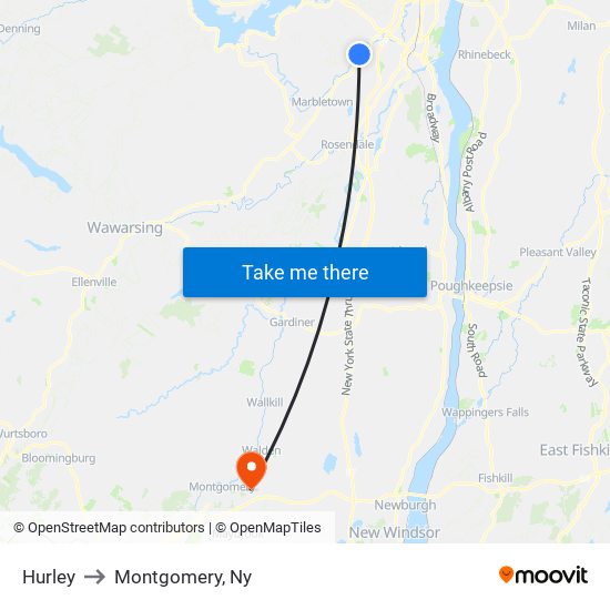 Hurley to Montgomery, Ny map