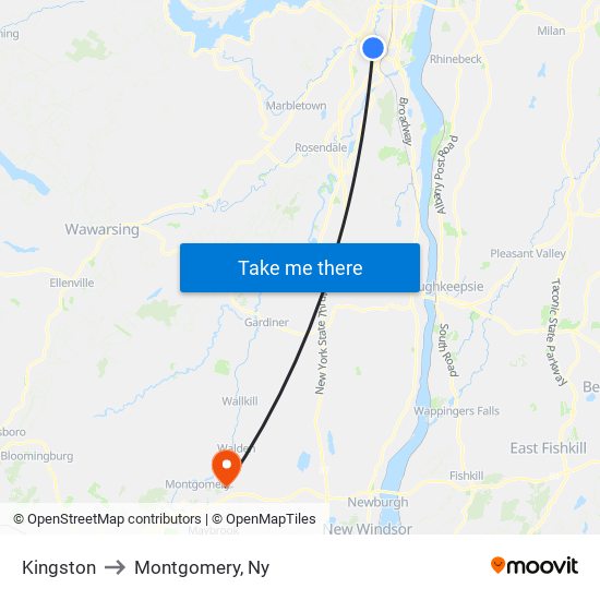 Kingston to Montgomery, Ny map