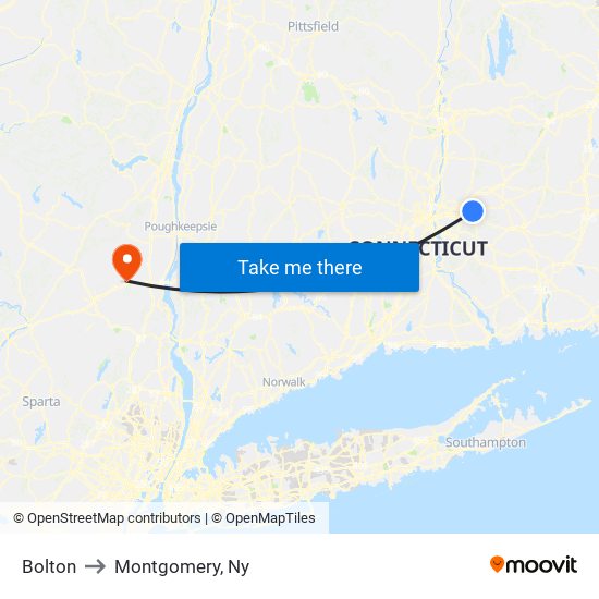 Bolton to Montgomery, Ny map