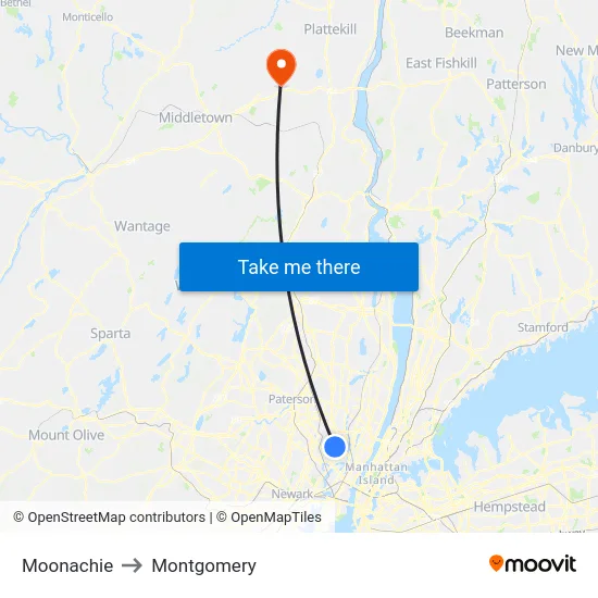 Moonachie to Montgomery map