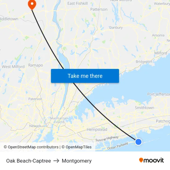Oak Beach-Captree to Montgomery map