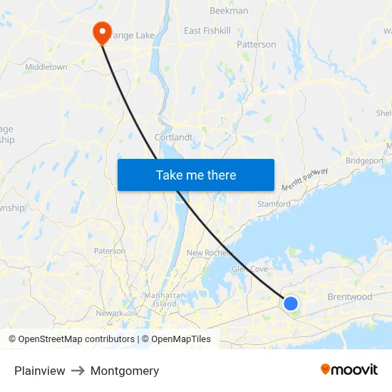 Plainview to Montgomery map
