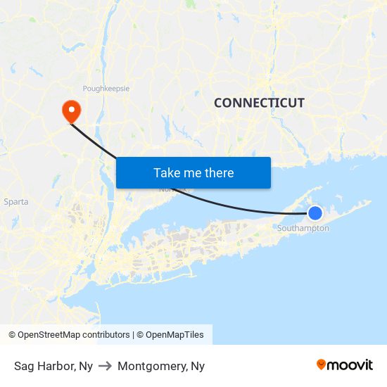 Sag Harbor, Ny to Montgomery, Ny map