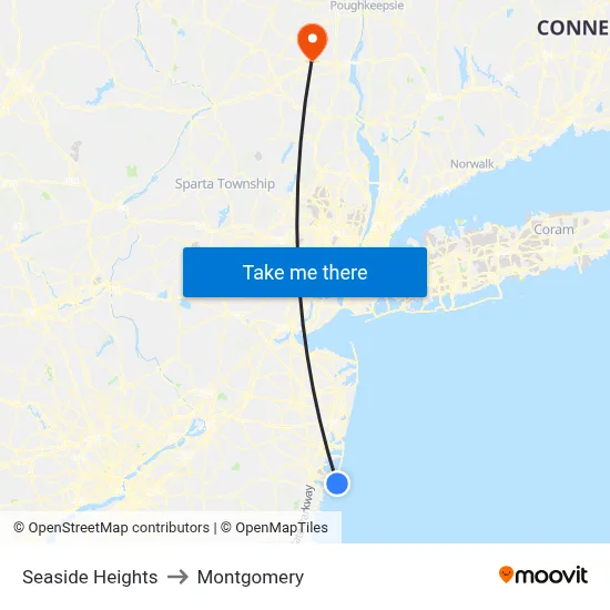Seaside Heights to Montgomery map