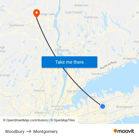 Woodbury to Montgomery map