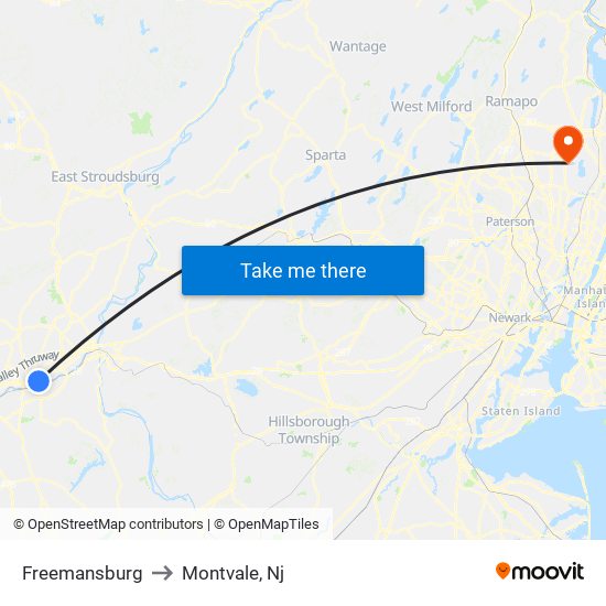 Freemansburg to Montvale, Nj map