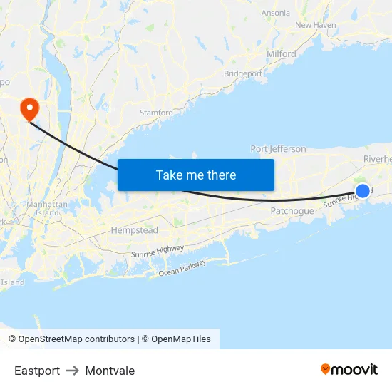 Eastport to Montvale map