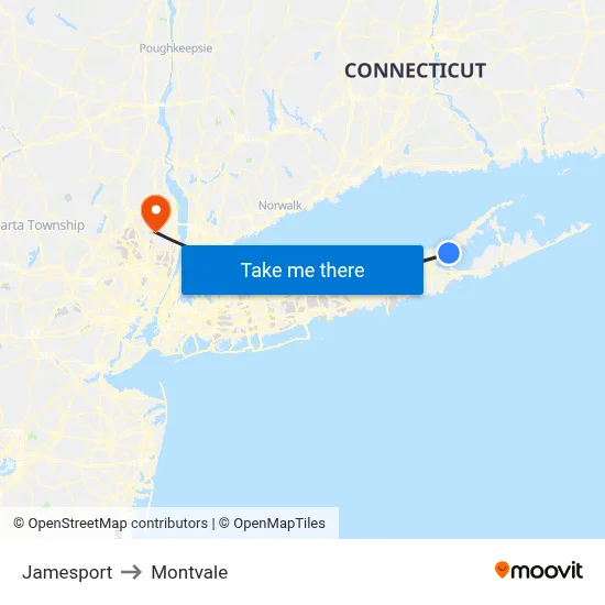 Jamesport to Montvale map