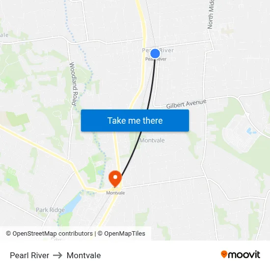 Pearl River to Montvale map