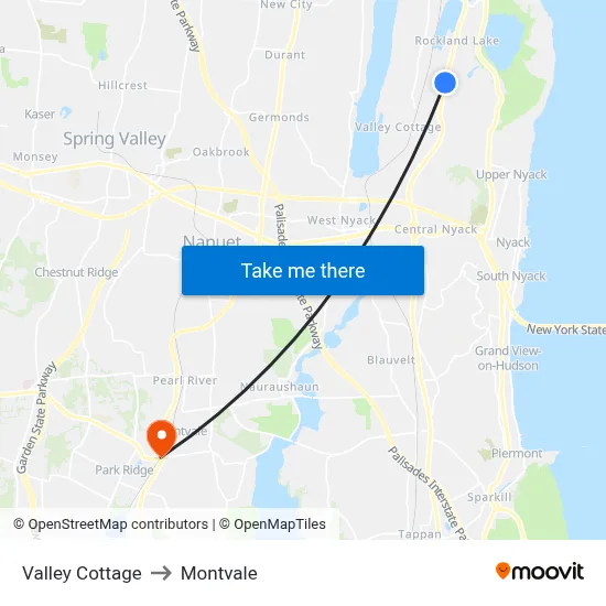 Valley Cottage to Montvale map