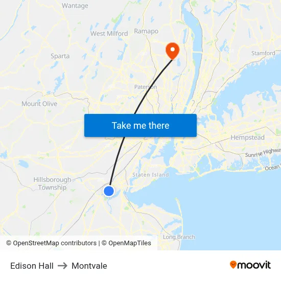 Edison Hall to Montvale map