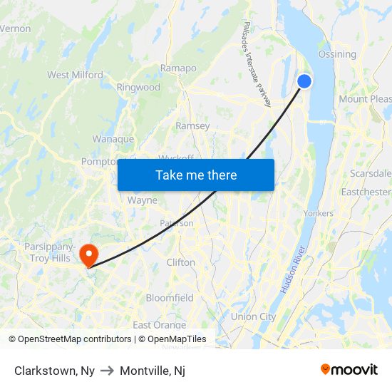 Clarkstown, Ny to Montville, Nj map