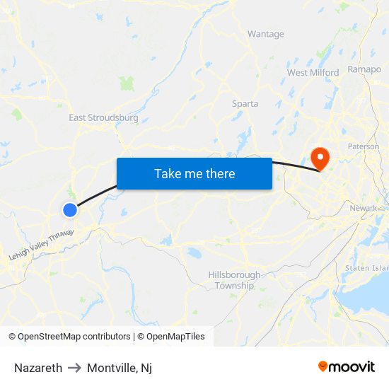 Nazareth to Montville, Nj map