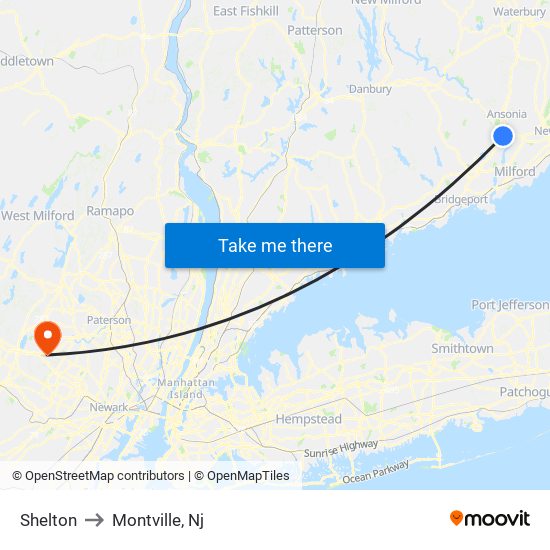 Shelton to Montville, Nj map