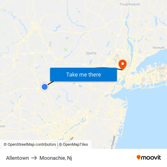 Allentown to Moonachie, Nj map