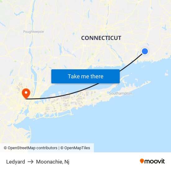 Ledyard to Moonachie, Nj map