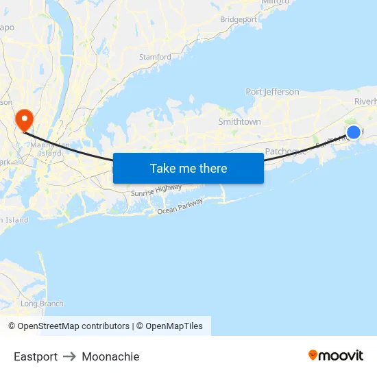 Eastport to Moonachie map