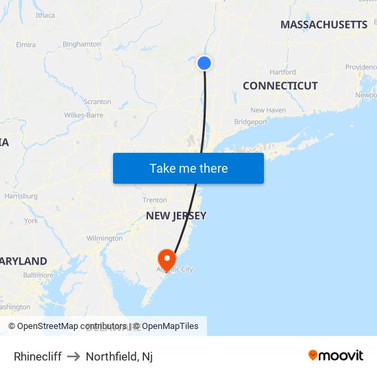 Rhinecliff to Northfield, Nj map