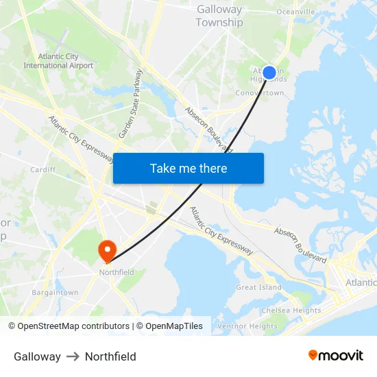 Galloway to Northfield map