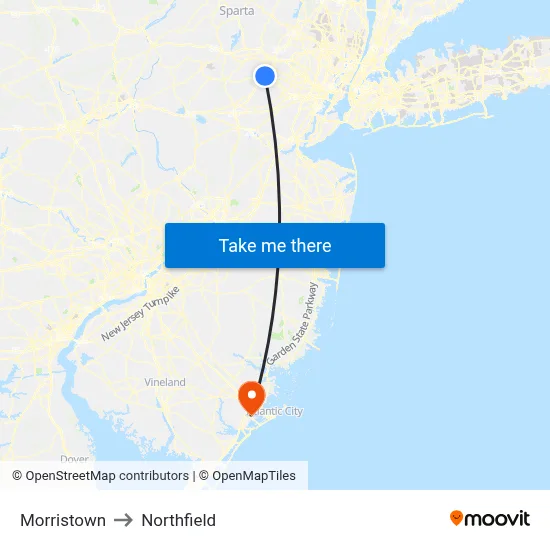 Morristown to Northfield map