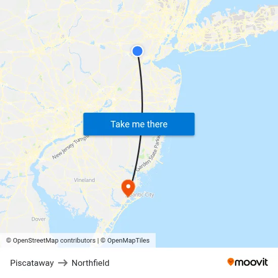 Piscataway to Northfield map