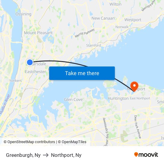 Greenburgh, Ny to Northport, Ny map