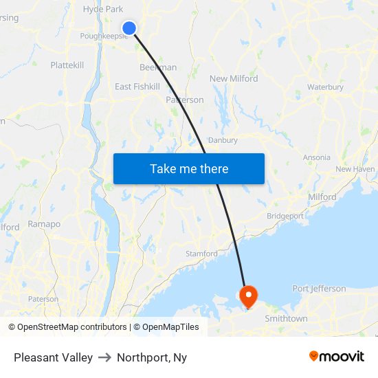 Pleasant Valley to Northport, Ny map