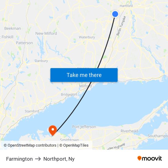 Farmington to Northport, Ny map