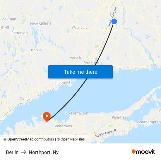 Berlin to Northport, Ny map