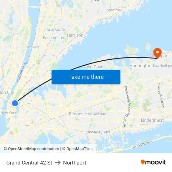 Grand Central-42 St to Northport map