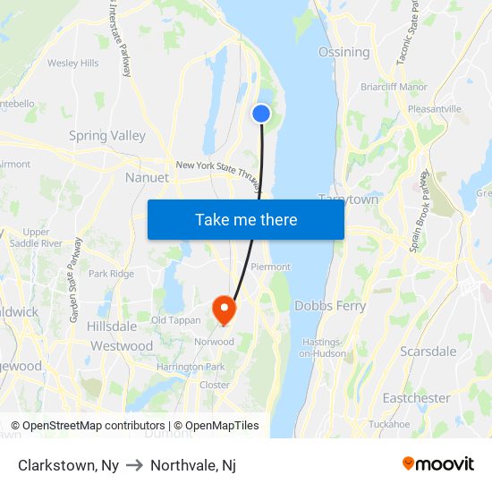 Clarkstown, Ny to Northvale, Nj map