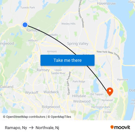 Ramapo, Ny to Northvale, Nj map