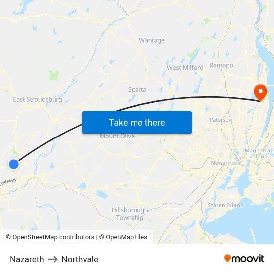 Nazareth to Northvale map