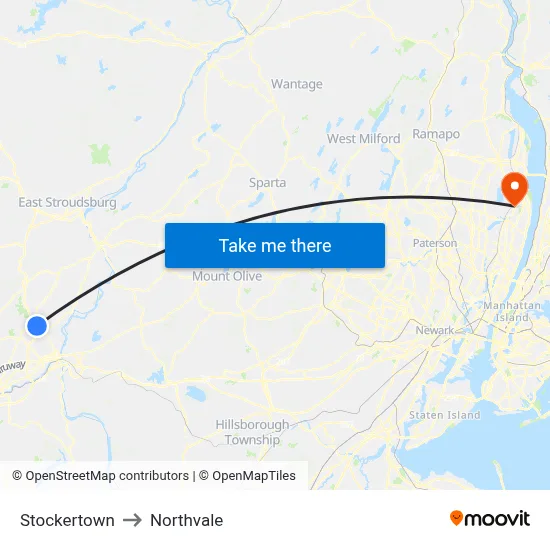 Stockertown to Northvale map