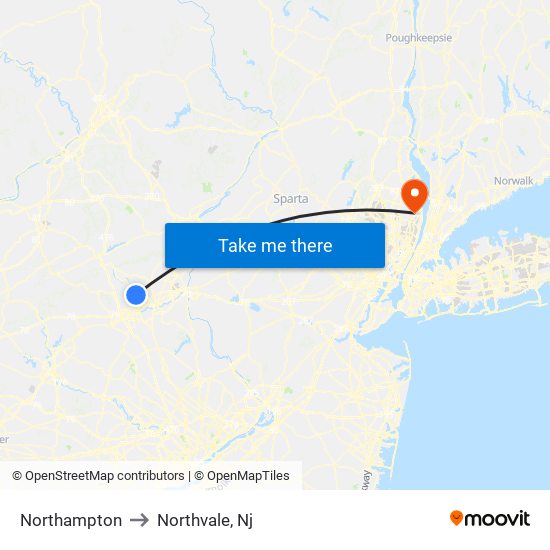 Northampton to Northvale, Nj map