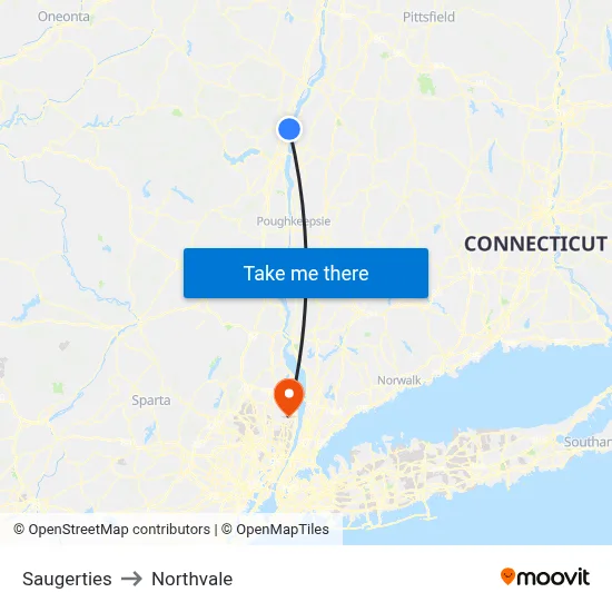 Saugerties to Northvale map