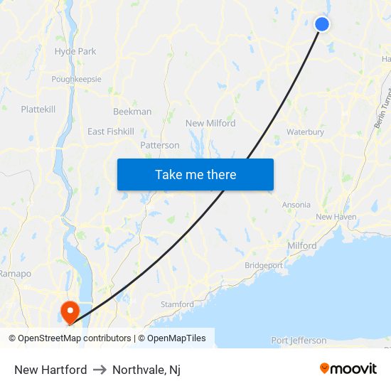 New Hartford to Northvale, Nj map