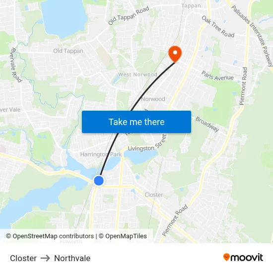 Closter to Northvale map