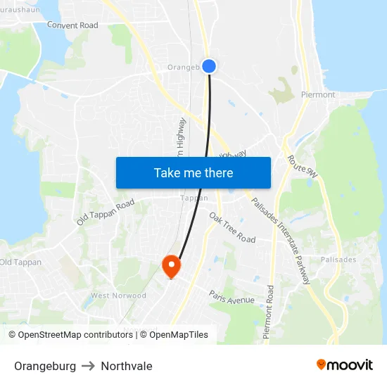 Orangeburg to Northvale map