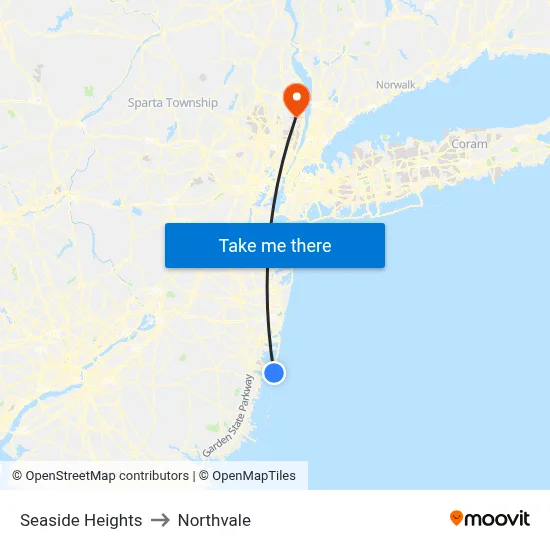 Seaside Heights to Northvale map