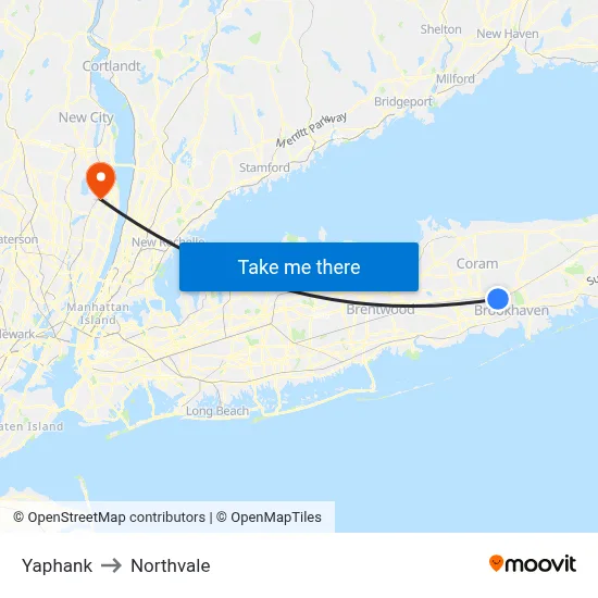 Yaphank to Northvale map