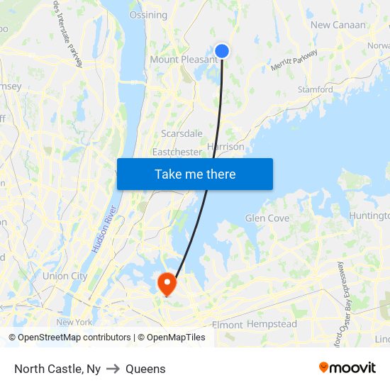 North Castle, Ny to Queens map