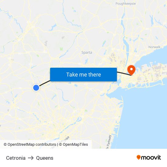 Cetronia to Queens map