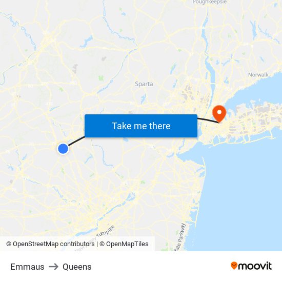 Emmaus to Queens map