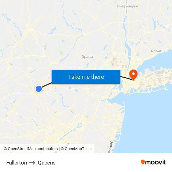 Fullerton to Queens map