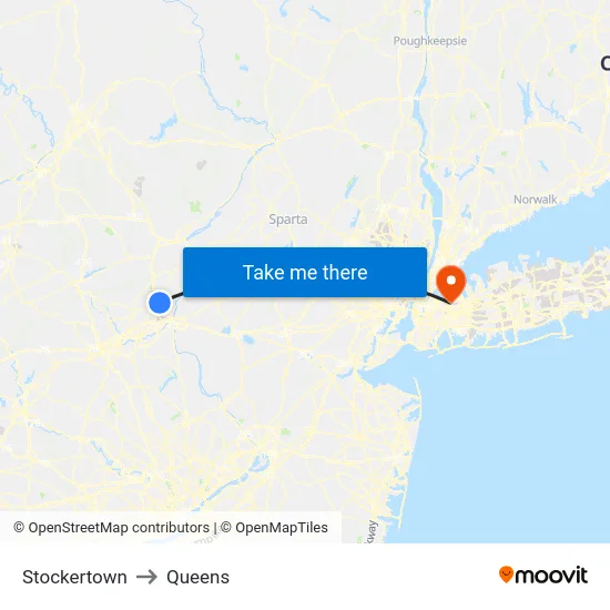 Stockertown to Queens map