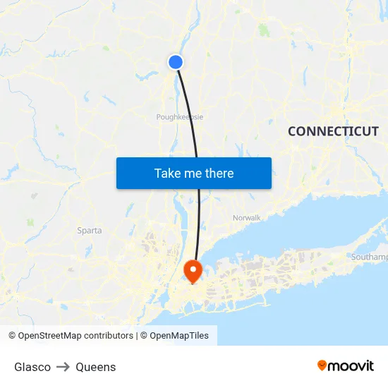 Glasco to Queens map